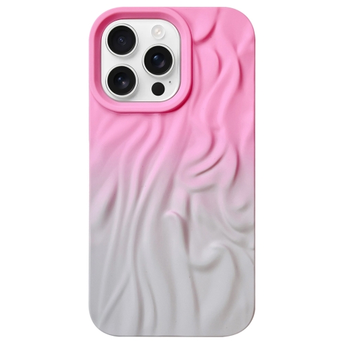 

For iPhone 16 Pro Max Wrinkle Gradient Skin-feel Frosted TPU Phone Case(Pink Grey)