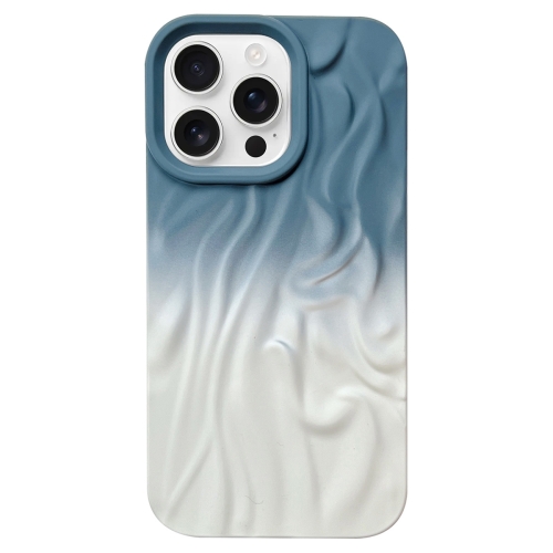 

For iPhone 16 Pro Wrinkle Gradient Skin-feel Frosted TPU Phone Case(Blue White)