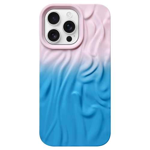 

For iPhone 15 Pro Wrinkle Gradient Skin-feel Frosted TPU Phone Case(Light Pink Blue)