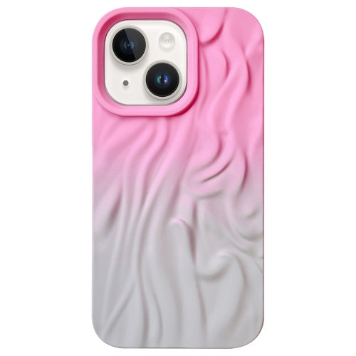 

For iPhone 15 Wrinkle Gradient Skin-feel Frosted TPU Phone Case(Pink Grey)