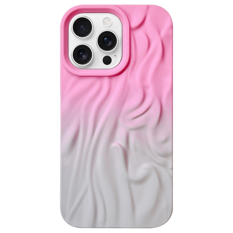 

For iPhone 14 Pro Wrinkle Gradient Skin-feel Frosted TPU Phone Case(Pink Grey)