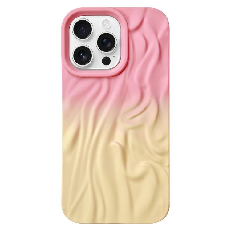 

For iPhone 14 Pro Max Wrinkle Gradient Skin-feel Frosted TPU Phone Case(Pink Yellow)