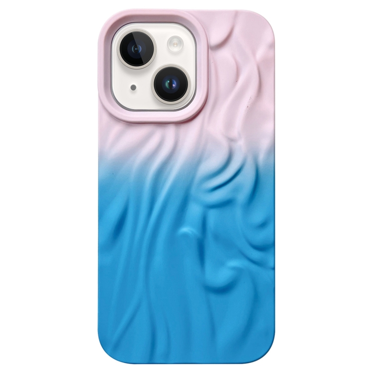 

For iPhone 13 Wrinkle Gradient Skin-feel Frosted TPU Phone Case(Light Pink Blue)