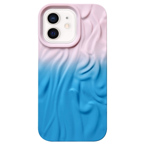 

For iPhone 11 Wrinkle Gradient Skin-feel Frosted TPU Phone Case(Light Pink Blue)