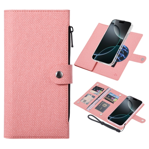 

For iPhone 16 Pro Max ViLi GBS-C Series MagSafe Magnetic RFID Leather Flip Phone Case(Pink)