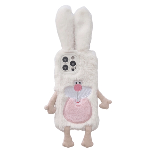 

For iPhone 15 Pro Max Cute Bucktooth Rabbit Plush TPU Phone Case(Beige)