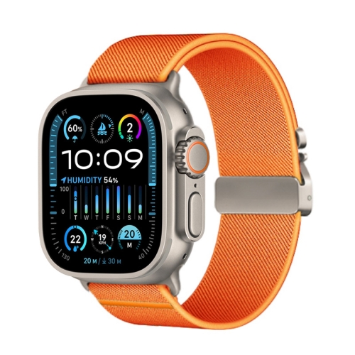 

For Apple Watch 46mm / 49mm / 45mm / 44mm Parachute Buckle Elastic Nylon Watch Band(Orange)