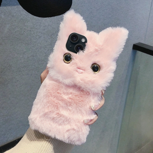 

For iPhone 13 mini 3D Cute Cat Plush Full Coverage Phone Case(Pink)