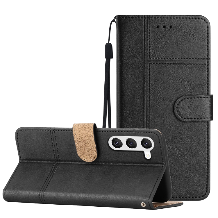 

For Samsung Galaxy S25 5G Cowhide Texture Stitching Leather Phone Case(Black)