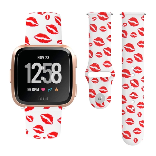 

For Fitbit Versa 2 / Lite 22mm Reverse Buckle Printed Silicone Watch Band(Red Lips)