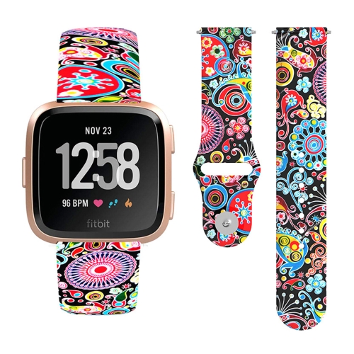 

For Fitbit Versa 2 / Lite 22mm Reverse Buckle Printed Silicone Watch Band(Colorful Jellyfish)