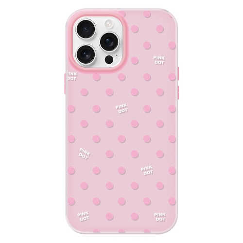 

For iPhone 16 Pro Max Skin Feeling Jelly TPU Hybrid PC Phone Case(Polka Dot Pink)