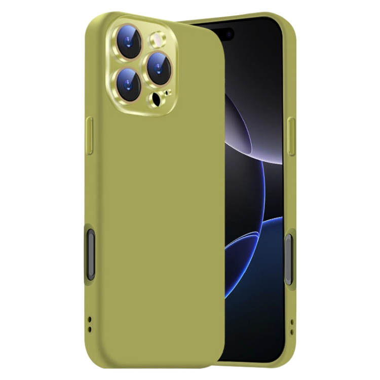 

For iPhone 16 Pro Nano Lens Cover Liquid Silicone Phone Case(Fruit Green)
