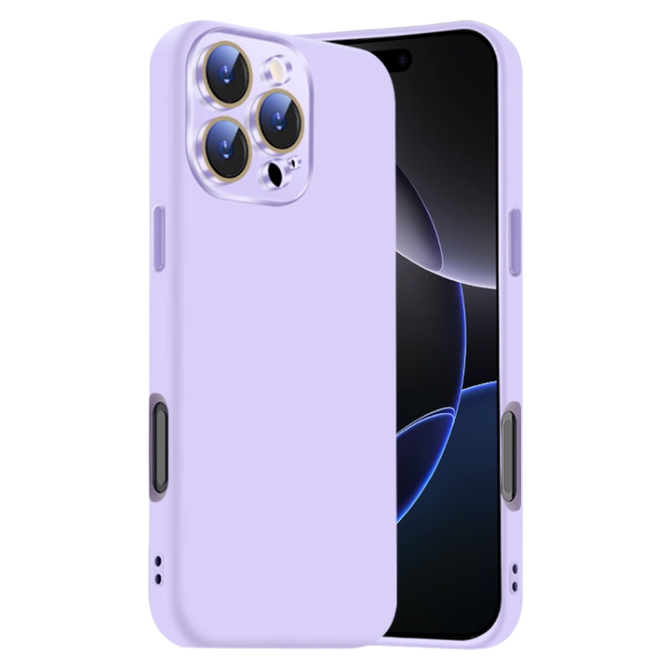 

For iPhone 16 Pro Nano Lens Cover Liquid Silicone Phone Case(Light Purple)