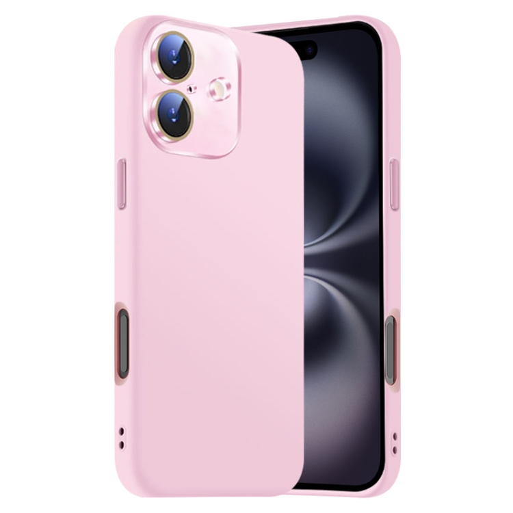 

For iPhone 16 Plus Nano Lens Cover Liquid Silicone Phone Case(Pink)