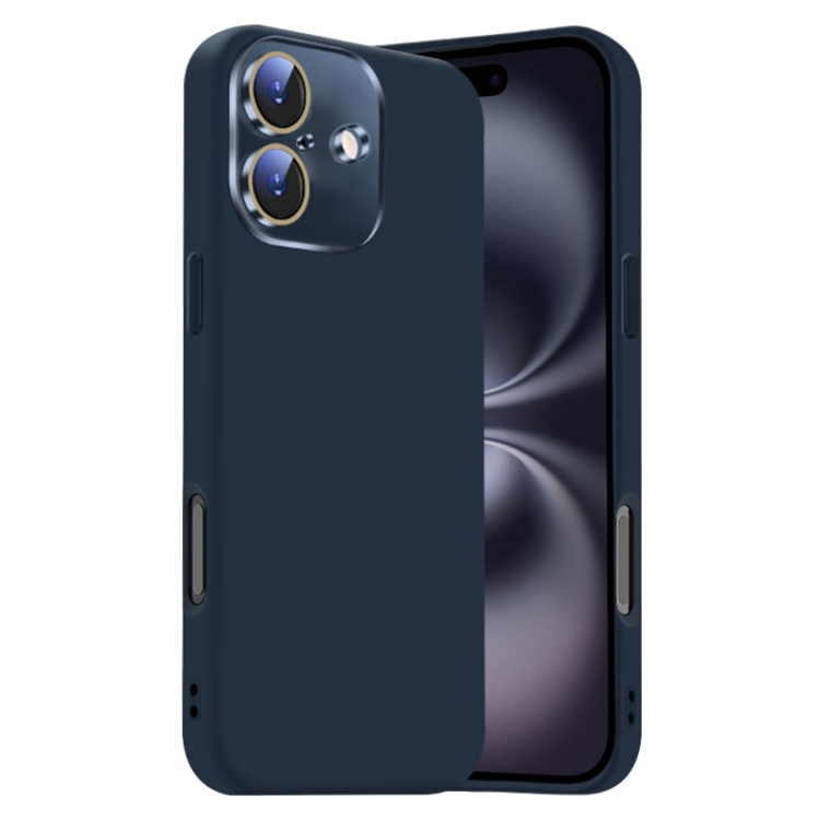 

For iPhone 16 Plus Nano Lens Cover Liquid Silicone Phone Case(Titanium Blue)