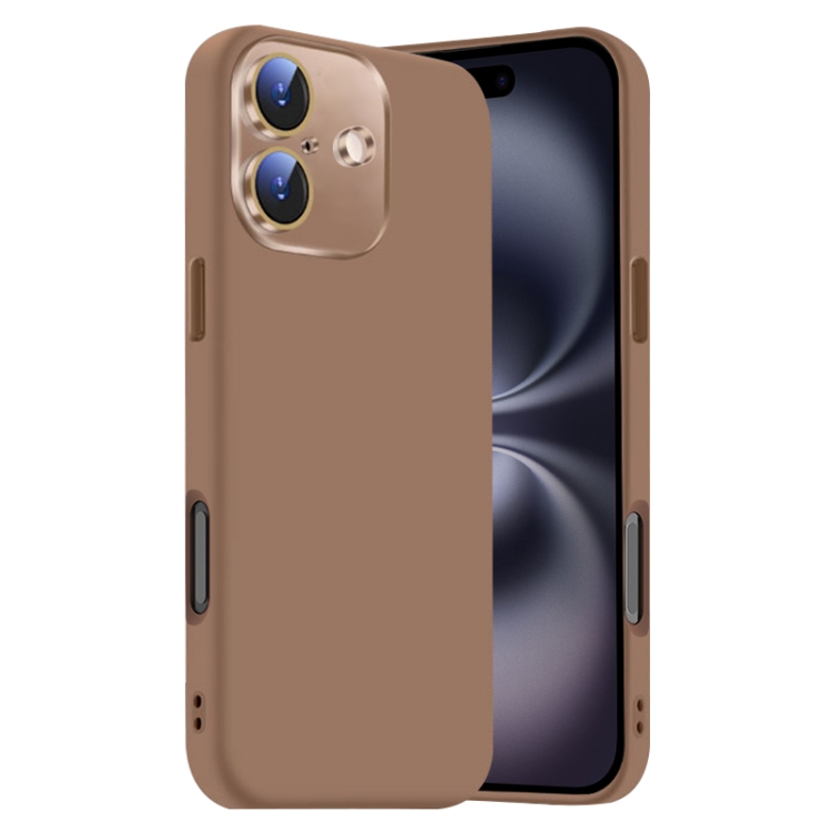 

For iPhone 16 Plus Nano Lens Cover Liquid Silicone Phone Case(Desert Gold)