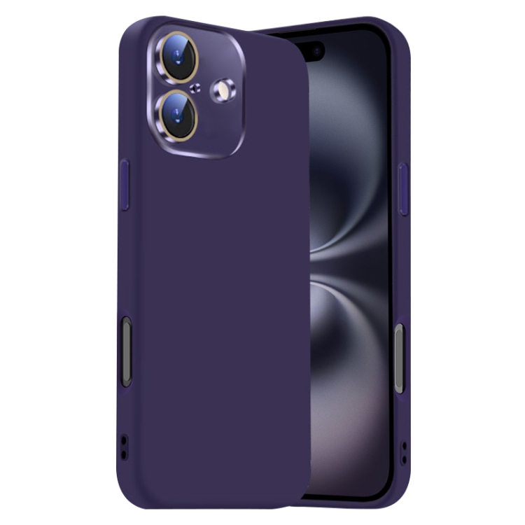 

For iPhone 16 Plus Nano Lens Cover Liquid Silicone Phone Case(Dark Purple)