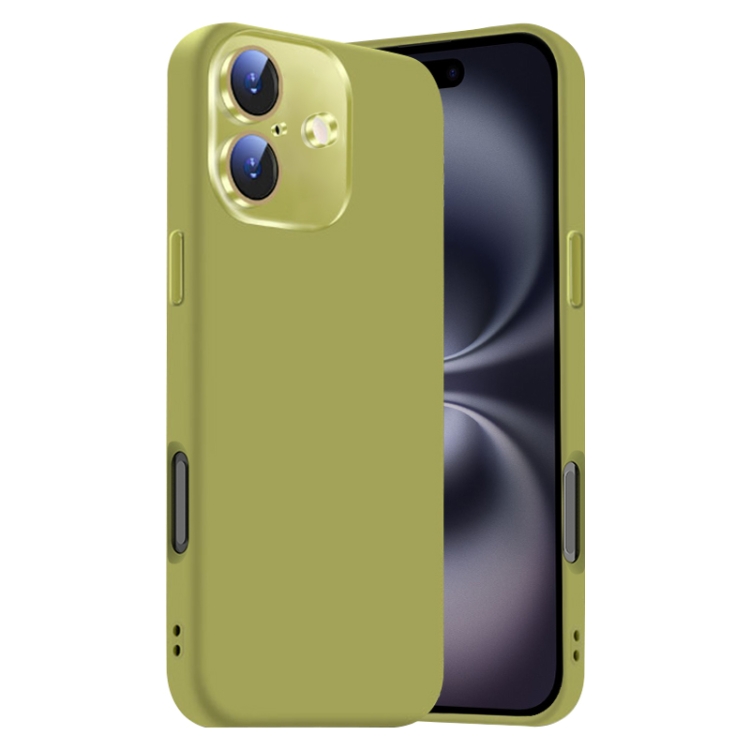 

For iPhone 16 Nano Lens Cover Liquid Silicone Phone Case(Fruit Green)