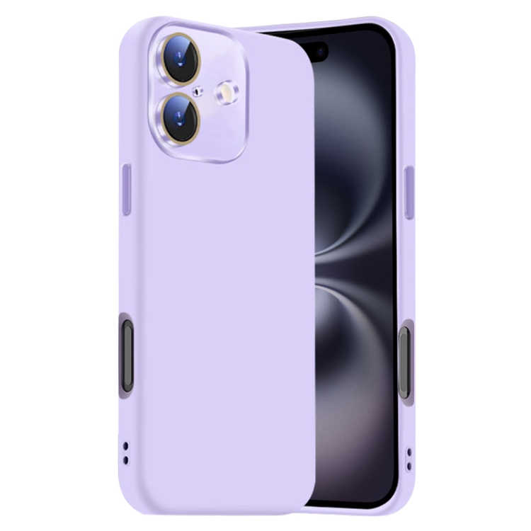 

For iPhone 16 Nano Lens Cover Liquid Silicone Phone Case(Light Purple)