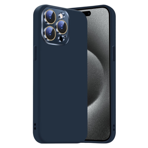 

For iPhone 15 Pro Max Nano Lens Cover Liquid Silicone Phone Case(Titanium Blue)