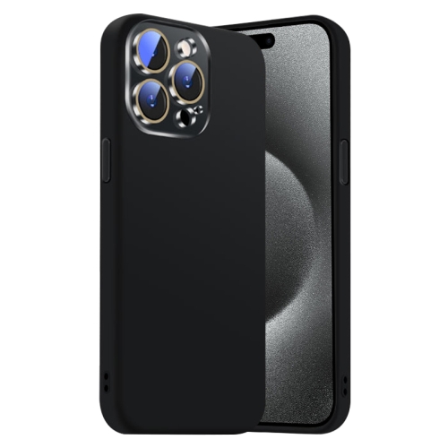 

For iPhone 15 Pro Max Nano Lens Cover Liquid Silicone Phone Case(Black)