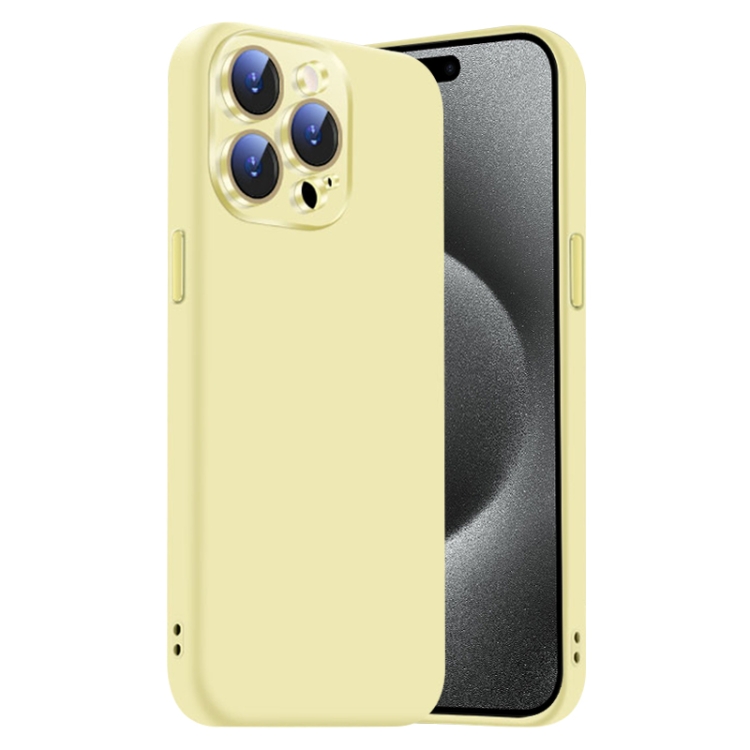 

For iPhone 15 Pro Max Nano Lens Cover Liquid Silicone Phone Case(Yellow)