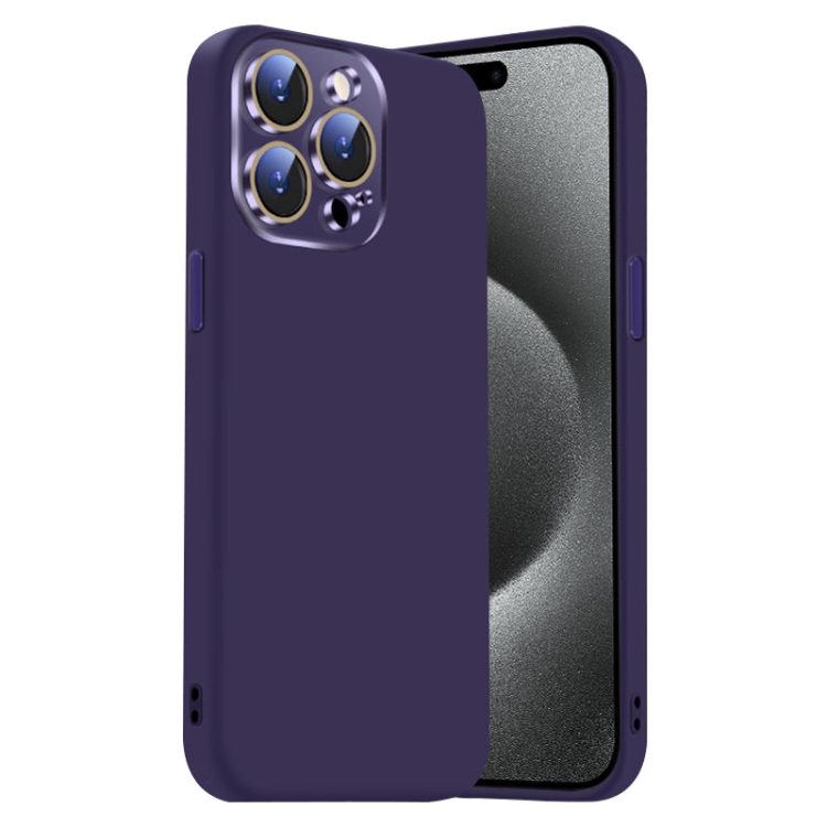 

For iPhone 15 Pro Max Nano Lens Cover Liquid Silicone Phone Case(Dark Purple)