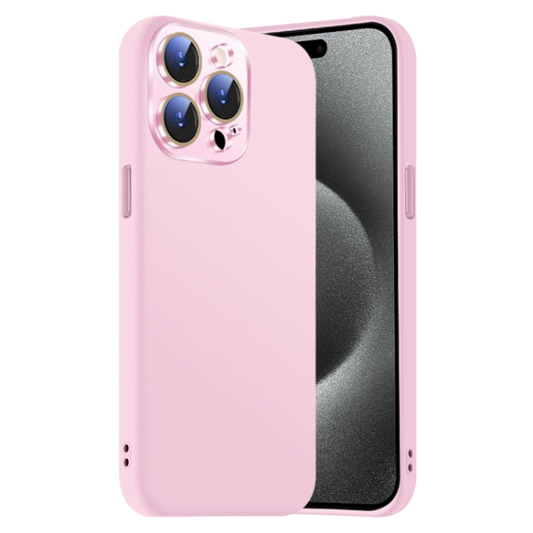 

For iPhone 15 Pro Nano Lens Cover Liquid Silicone Phone Case(Pink)