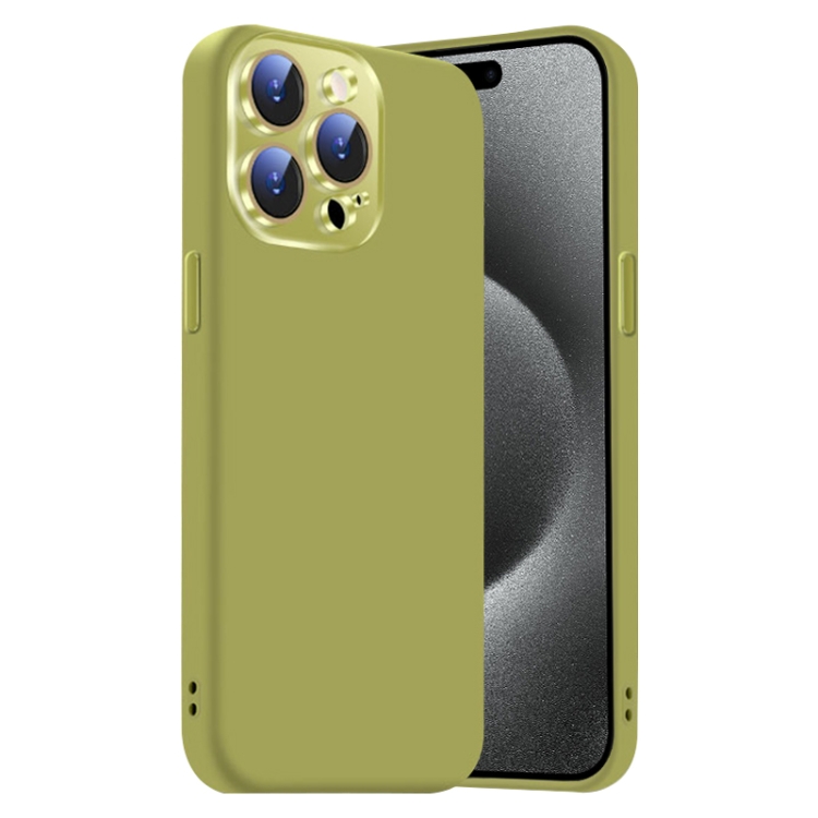 

For iPhone 15 Pro Nano Lens Cover Liquid Silicone Phone Case(Fruit Green)