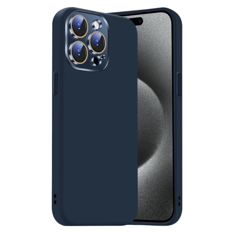 

For iPhone 15 Pro Nano Lens Cover Liquid Silicone Phone Case(Titanium Blue)