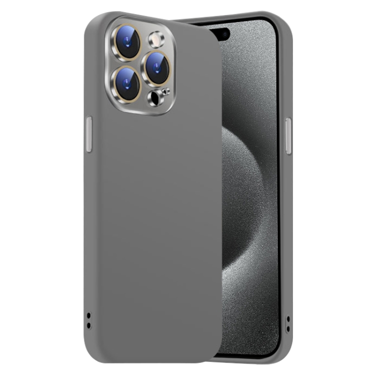 

For iPhone 15 Pro Nano Lens Cover Liquid Silicone Phone Case(Titanium Gray)