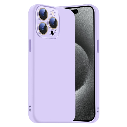 

For iPhone 15 Pro Nano Lens Cover Liquid Silicone Phone Case(Light Purple)