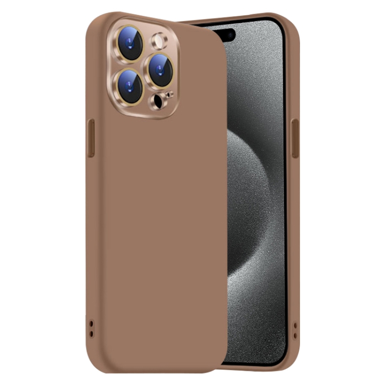 

For iPhone 15 Pro Nano Lens Cover Liquid Silicone Phone Case(Desert Gold)