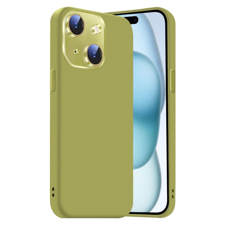 

For iPhone 15 Plus Nano Lens Cover Liquid Silicone Phone Case(Fruit Green)
