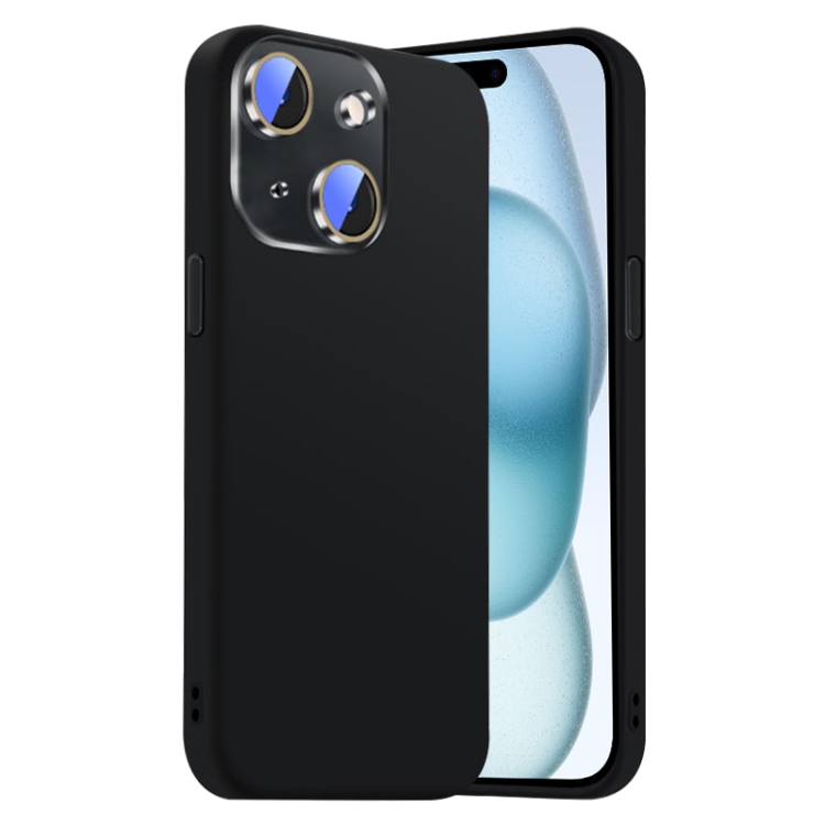 

For iPhone 15 Plus Nano Lens Cover Liquid Silicone Phone Case(Black)