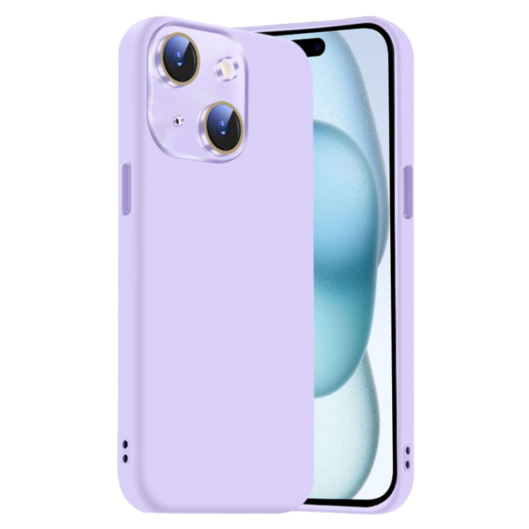 

For iPhone 15 Plus Nano Lens Cover Liquid Silicone Phone Case(Light Purple)