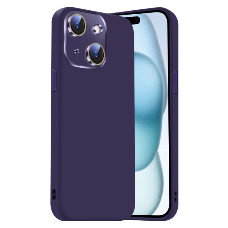 

For iPhone 15 Plus Nano Lens Cover Liquid Silicone Phone Case(Dark Purple)