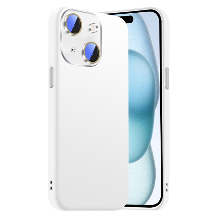 

For iPhone 15 Nano Lens Cover Liquid Silicone Phone Case(White)