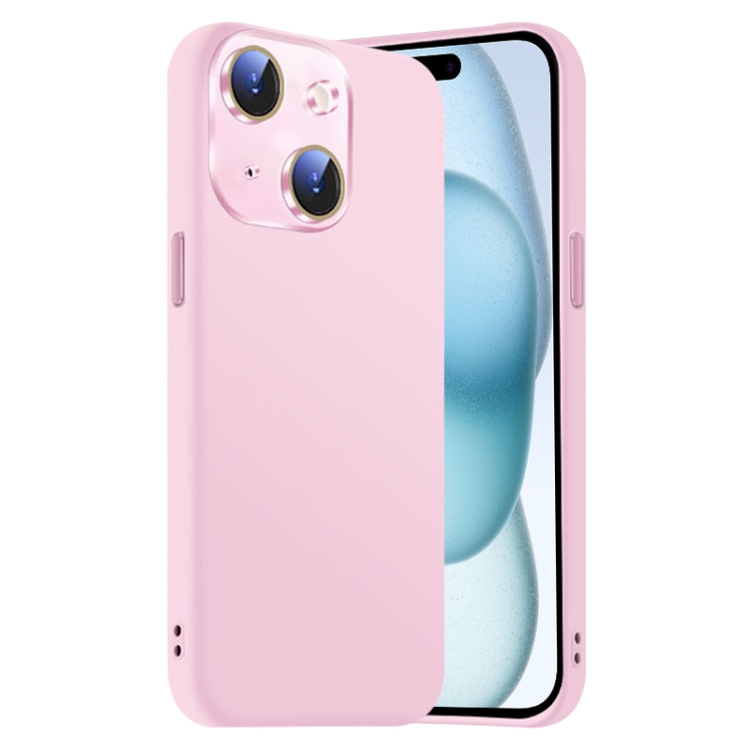 

For iPhone 15 Nano Lens Cover Liquid Silicone Phone Case(Pink)