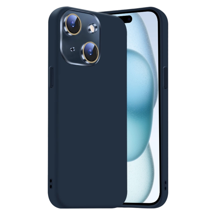 

For iPhone 15 Nano Lens Cover Liquid Silicone Phone Case(Titanium Blue)