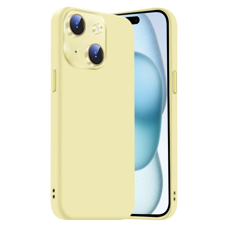 

For iPhone 15 Nano Lens Cover Liquid Silicone Phone Case(Yellow)