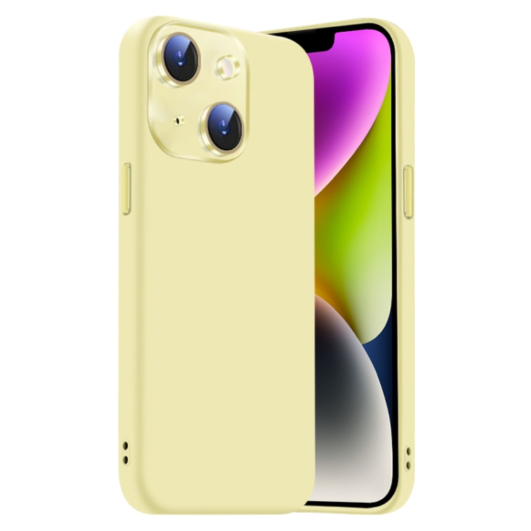 

For iPhone 14 Plus Nano Lens Cover Liquid Silicone Phone Case(Yellow)