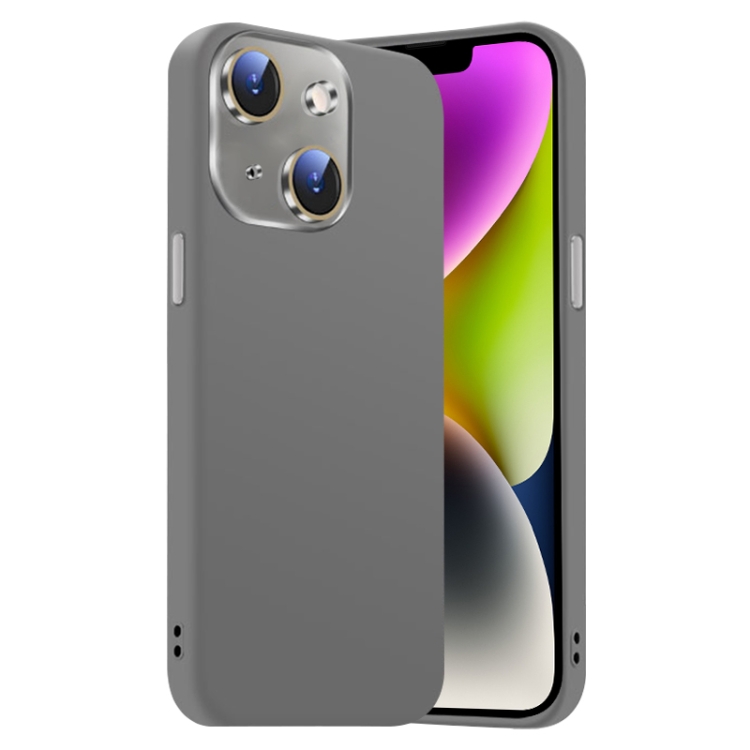 

For iPhone 14 Plus Nano Lens Cover Liquid Silicone Phone Case(Titanium Gray)