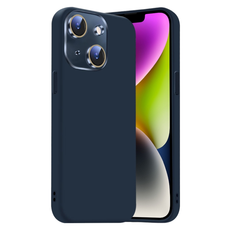 

For iPhone 14 Nano Lens Cover Liquid Silicone Phone Case(Titanium Blue)