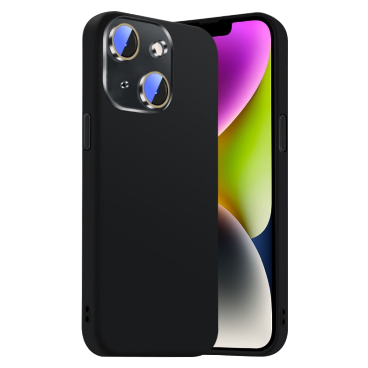

For iPhone 14 Nano Lens Cover Liquid Silicone Phone Case(Black)