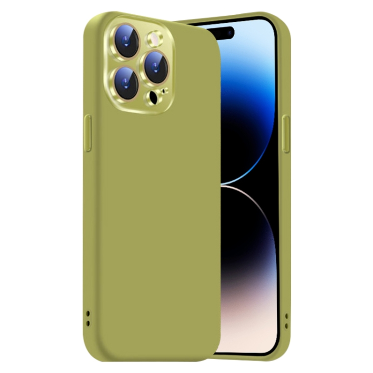 

For iPhone 14 Pro Nano Lens Cover Liquid Silicone Phone Case(Fruit Green)