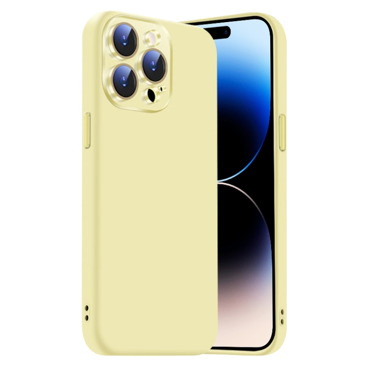 

For iPhone 14 Pro Nano Lens Cover Liquid Silicone Phone Case(Yellow)