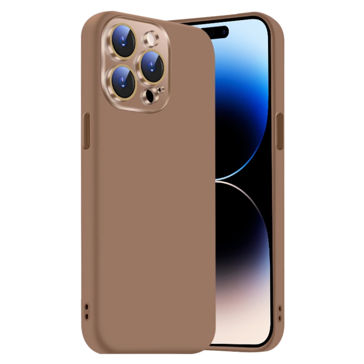 

For iPhone 14 Pro Nano Lens Cover Liquid Silicone Phone Case(Desert Gold)
