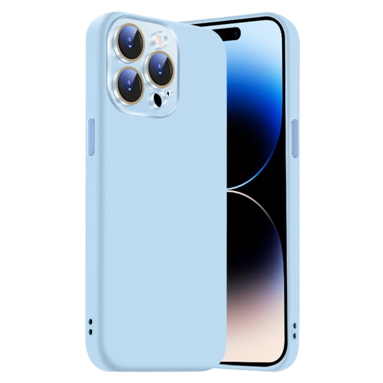 

For iPhone 14 Pro Max Nano Lens Cover Liquid Silicone Phone Case(Light Blue)